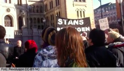 Demontsrasjon foran Stortinget 30. mars