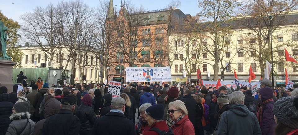 Demonstrasjon mot NATO-øvelsen Trident Juncture i Oslo 27.10.2018.