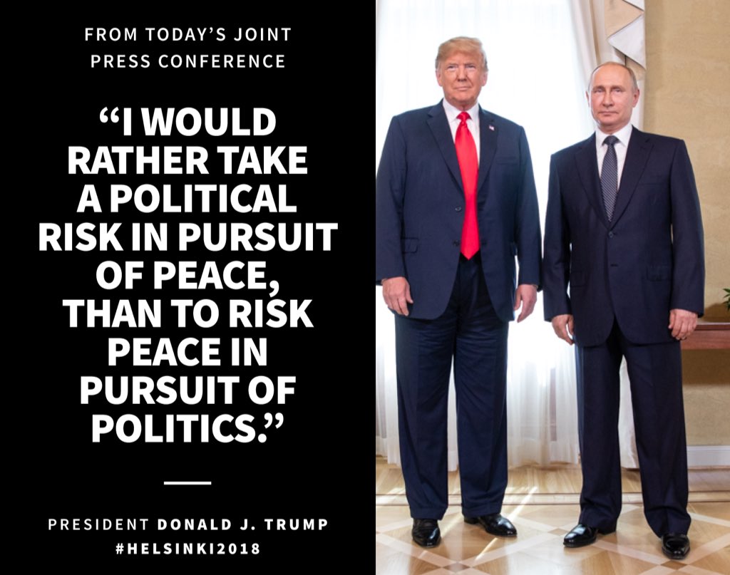 Trumpt og Putin på den felles pressekonferansen i Helsinki. Bilde fra twitter.