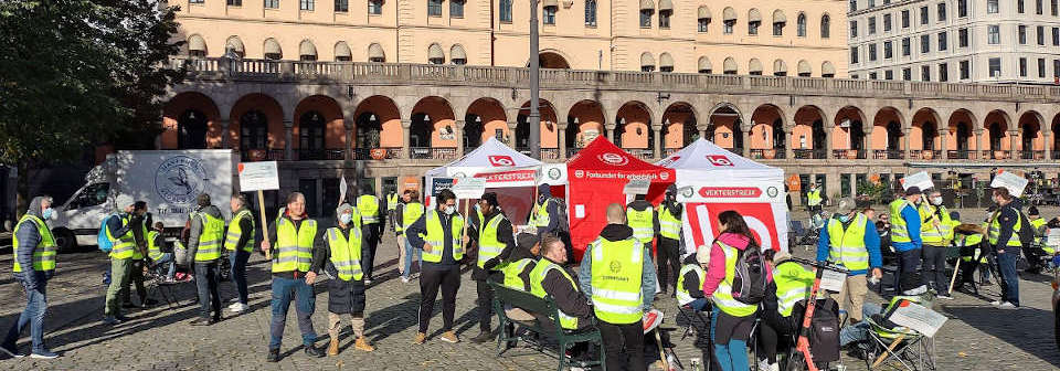 Streikende vektere på Youngstorget i Oslo oktober 2020. Foto: VKS