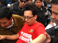 Studentlederen Marcelo Rivera i sultestreik.