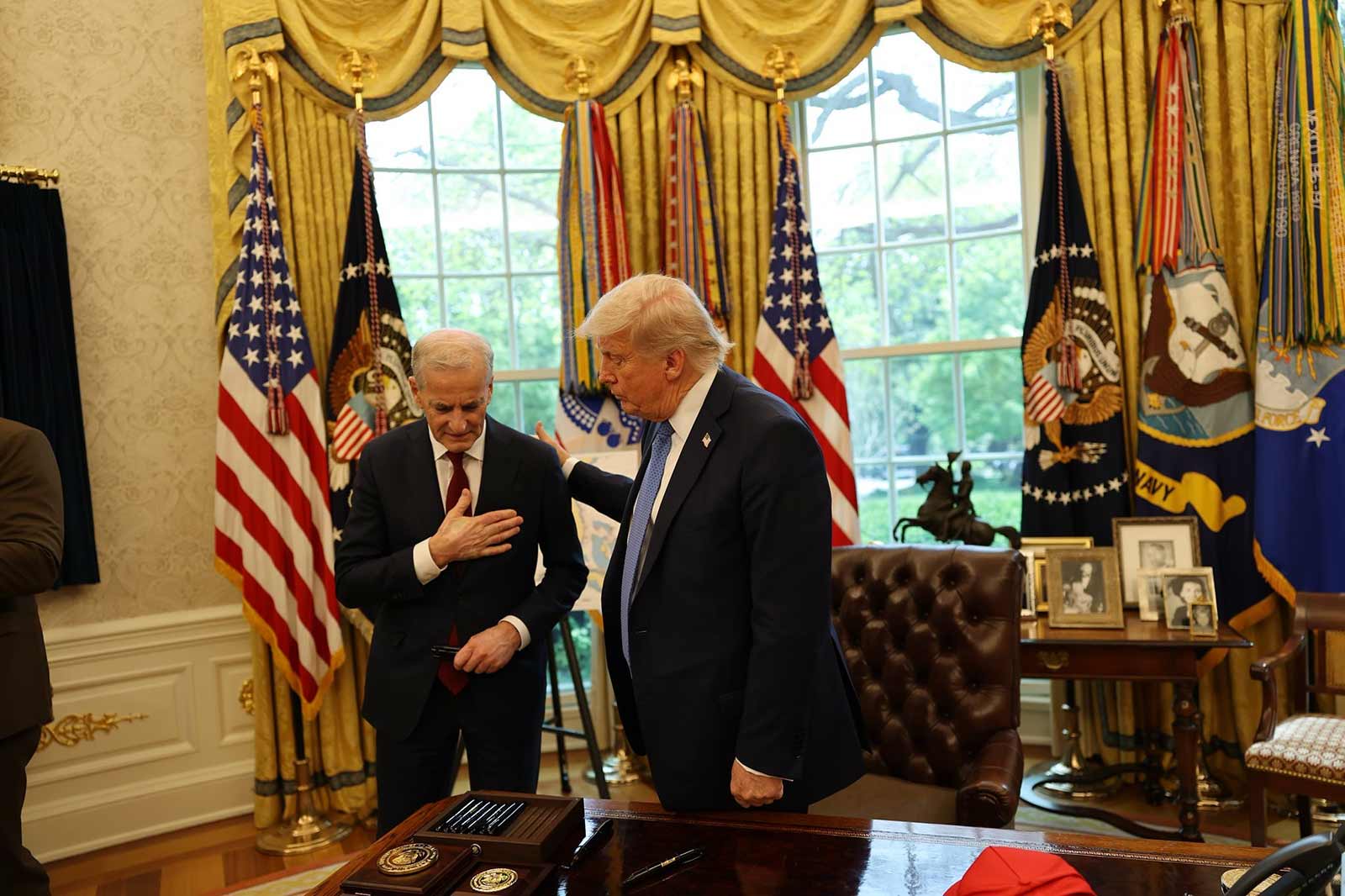 Møte med USAs president Donald Trump  24. april 2025. BY- NC Foto: Daniel Sannum Lauten / Pool / TV 2 / SMK flickr.