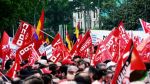 Kraftige protester i Spania. Bildet er fra årets 1. mai i Madrid.